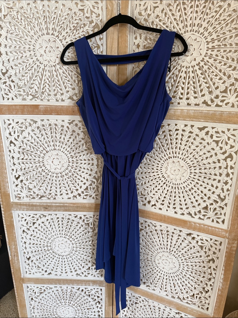 Fenn Wright Manson Royal Blue Cowl Neck Midi Dress